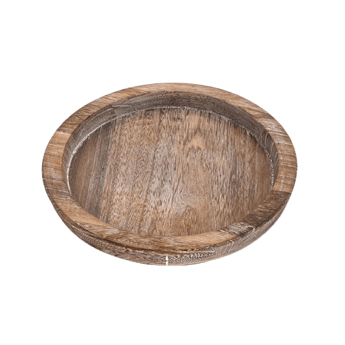 MANGO WOOD COASTER PILLAR CANDLE HOLDER (NATURAL)